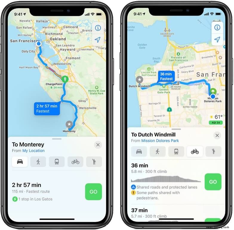 So erhalten Sie Fahrradrouten in Apple Maps auf dem iPhone 