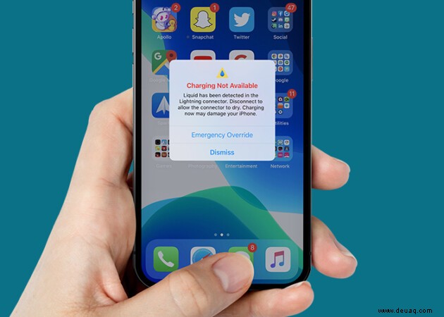 Warum zeigt mein iPhone eine Notfallwarnung zum Überschreiben des Ladevorgangs an? 