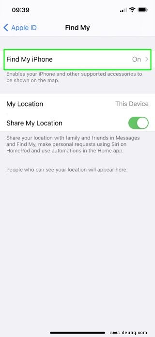 So deaktivieren Sie „Mein iPhone suchen“. 
