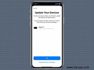 So legen Sie einen Wiederherstellungskontakt für Apple-ID-Konten in iOS 15 fest 