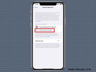 So legen Sie einen Wiederherstellungskontakt für Apple-ID-Konten in iOS 15 fest 