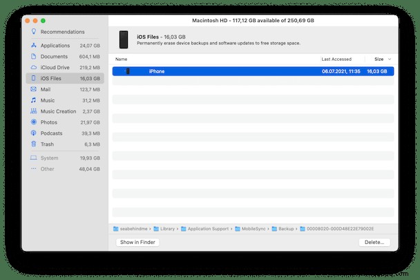 Wie lösche ich iOS-Software-Updates vom Mac? 
