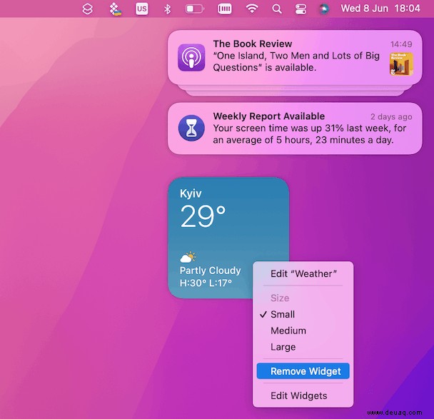 So entfernen Sie Widgets auf dem Mac 
