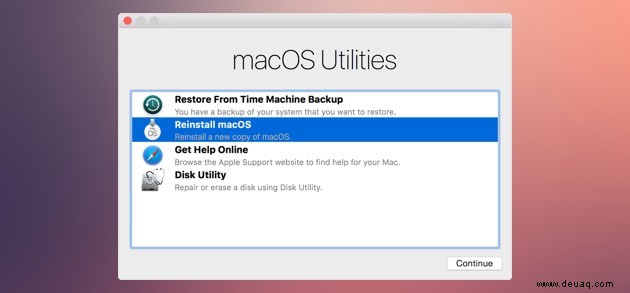 So installieren Sie macOS High Sierra Schritt für Schritt neu 