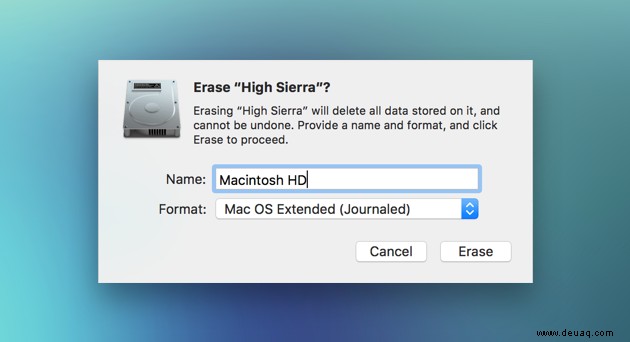 Wie kann ich meinen Mac von High Sierra auf Sierra downgraden? 