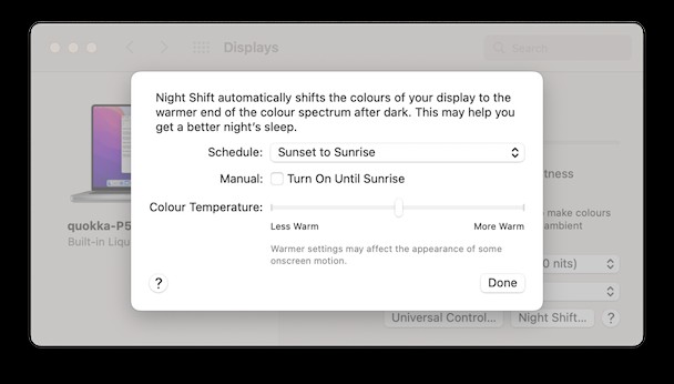 Was ist der Nachtschichtmodus auf dem Mac? 