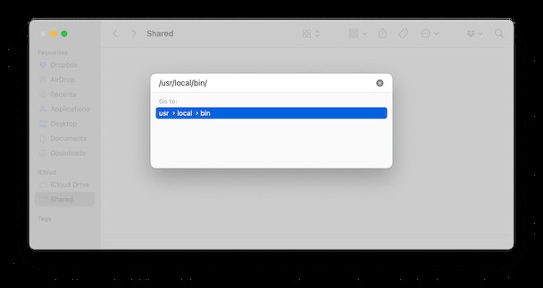 Wie greife ich auf einem Mac auf den versteckten Ordner usr/local/bin zu? 