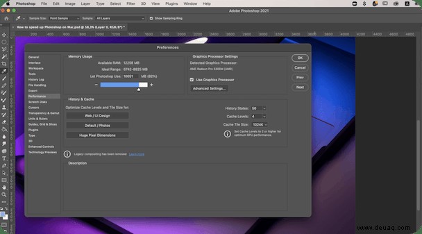 So beschleunigen Sie Photoshop auf dem Mac 