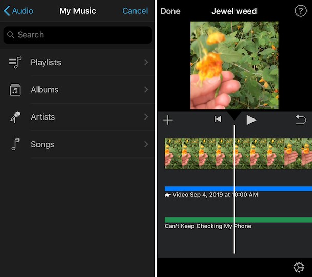 So fügen Sie Musik zu iMovie auf dem iPhone hinzu 