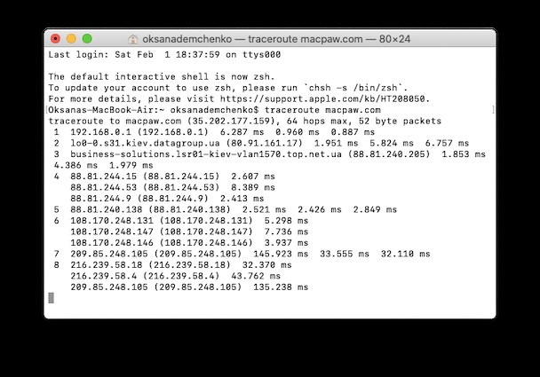 So verwenden Sie Traceroute zur Fehlerbehebung auf dem Mac 