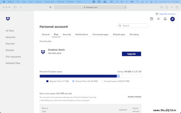 So überprüfen Sie das Dropbox-Speicherlimit 