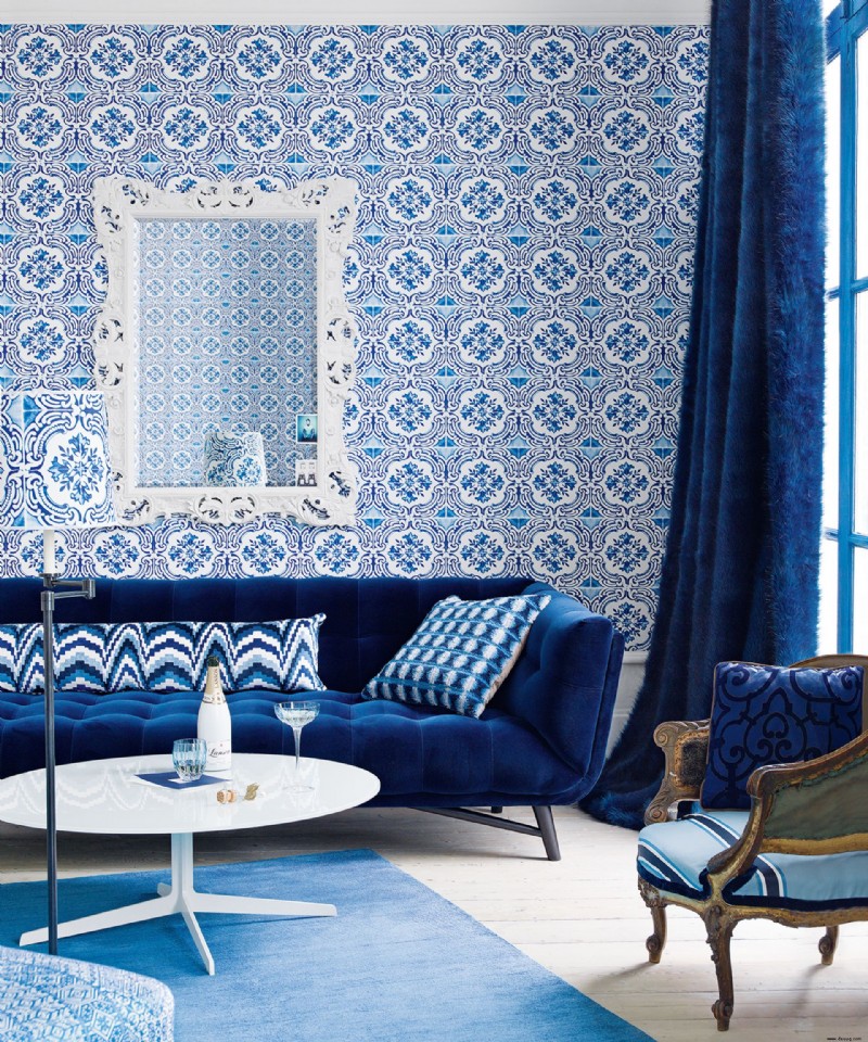 Blaue Wohnzimmerideen – Möglichkeiten zum Dekorieren mit hellem und dunklem Blau 