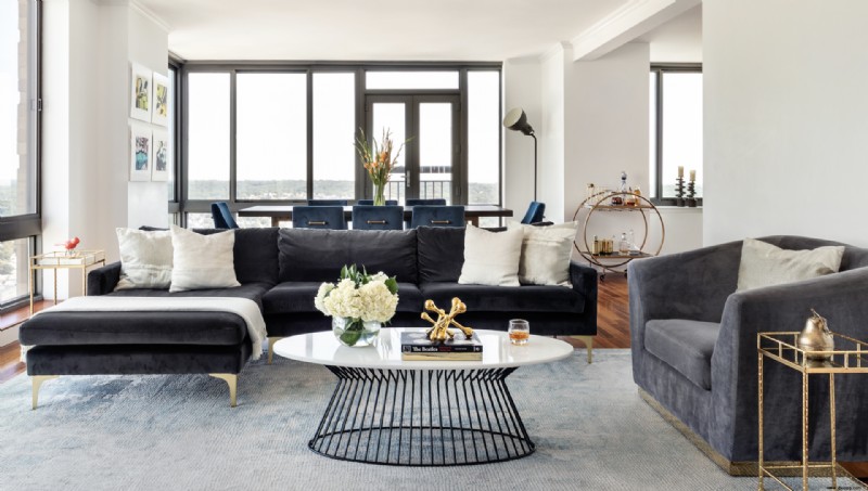 Wohnzimmerideen mit schwarzer Couch – 10 auffällige Sitzideen 