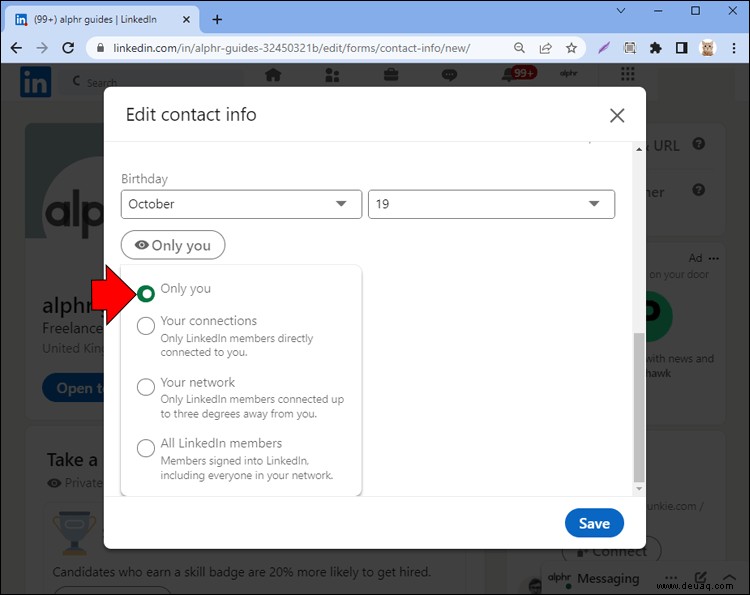 So deaktivieren Sie Ihren Geburtstag in LinkedIn