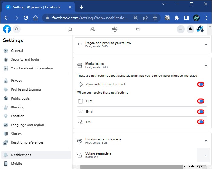 So richten Sie Benachrichtigungen im Facebook Marketplace ein