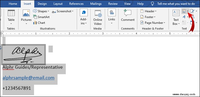 So fügen Sie eine Signatur in Microsoft Word ein