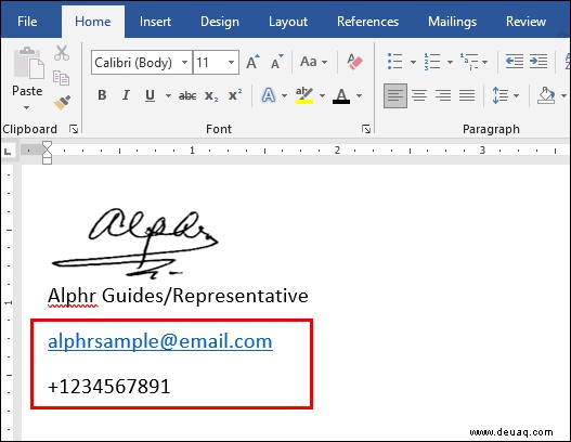 So fügen Sie eine Signatur in Microsoft Word ein