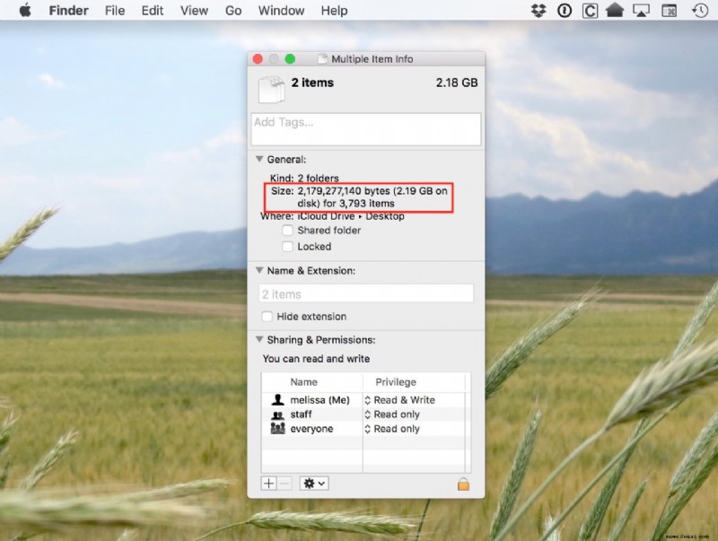 So verwenden Sie das Fenster  Informationen erhalten , um die kombinierte Größe mehrerer Dateien in macOS anzuzeigen