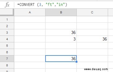 So konvertieren Sie Fuß in Zoll in Google Tabellen
