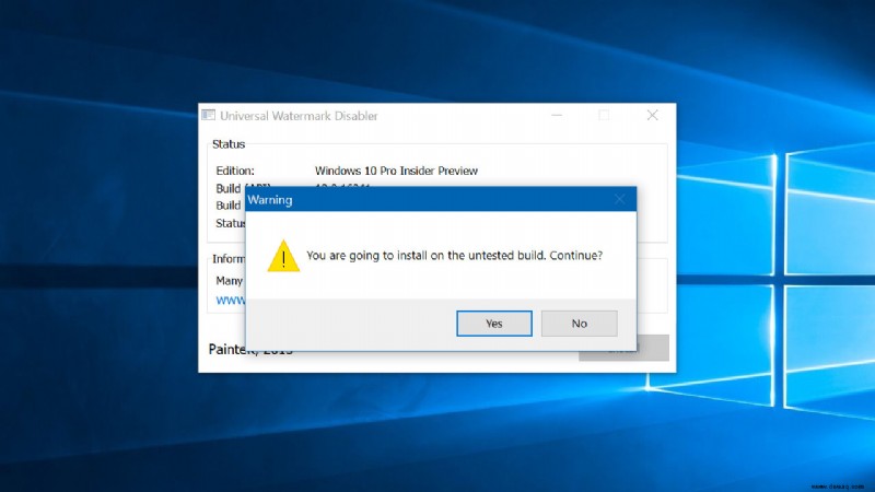 So entfernen Sie das Windows 10-Wasserzeichen von Insider-Programm-Desktops