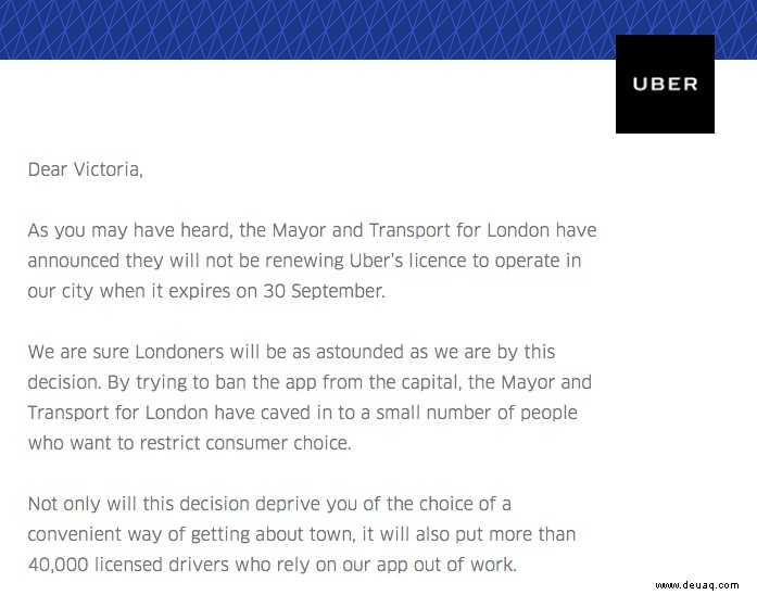 Uber legt Berufung gegen den Verlust der Londoner Lizenz ein
