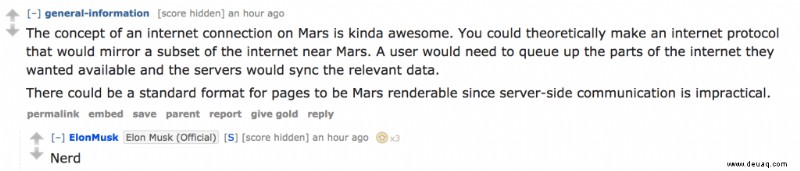 Elon Musk schaut bei Reddit vorbei, um die brennenden Fragen der Leute zum Mars zu beantworten