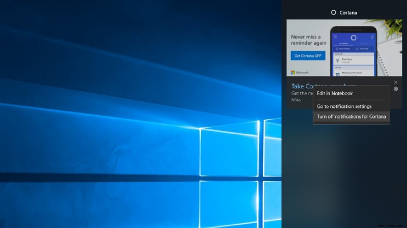 Kurztipp:So deaktivieren Sie Cortana-Benachrichtigungen in Windows 10