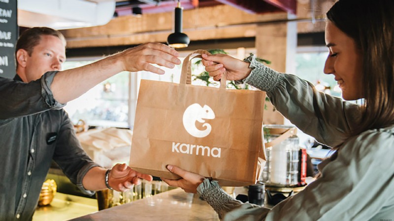 Mit der Food Waste App von Karma können Sie überschüssige Mahlzeiten in Restaurants, Cafés und Geschäften zum halben Preis kaufen
