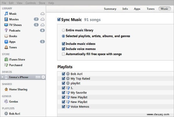 So kopieren oder synchronisieren Sie eine Wiedergabeliste von iTunes auf das iPhone