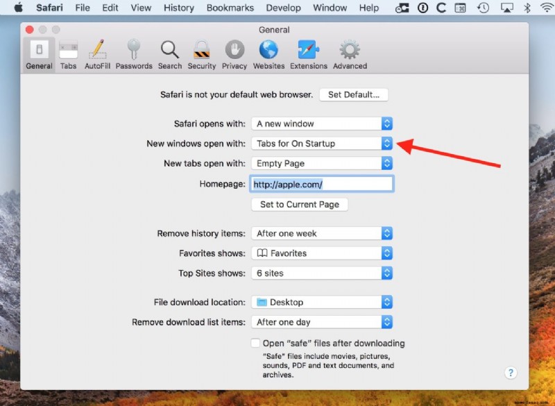 So konfigurieren Sie Safari zum Laden mehrerer Websites beim Start
