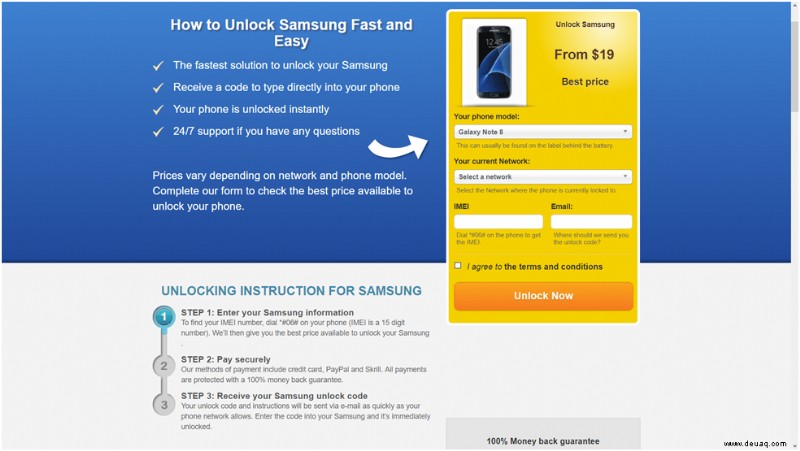 So entsperren Sie das Samsung Galaxy Note 8 für jeden Mobilfunkanbieter 