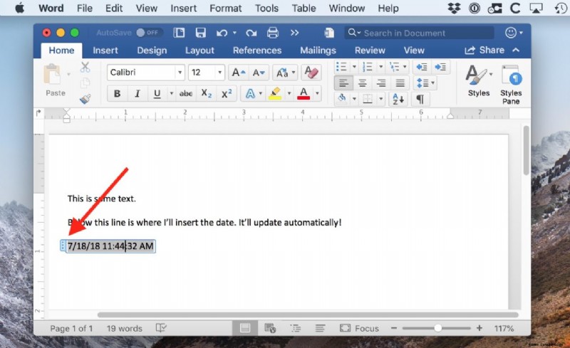 So fügen Sie einen automatisch aktualisierenden Datums- und Zeitstempel in Word für Mac hinzu