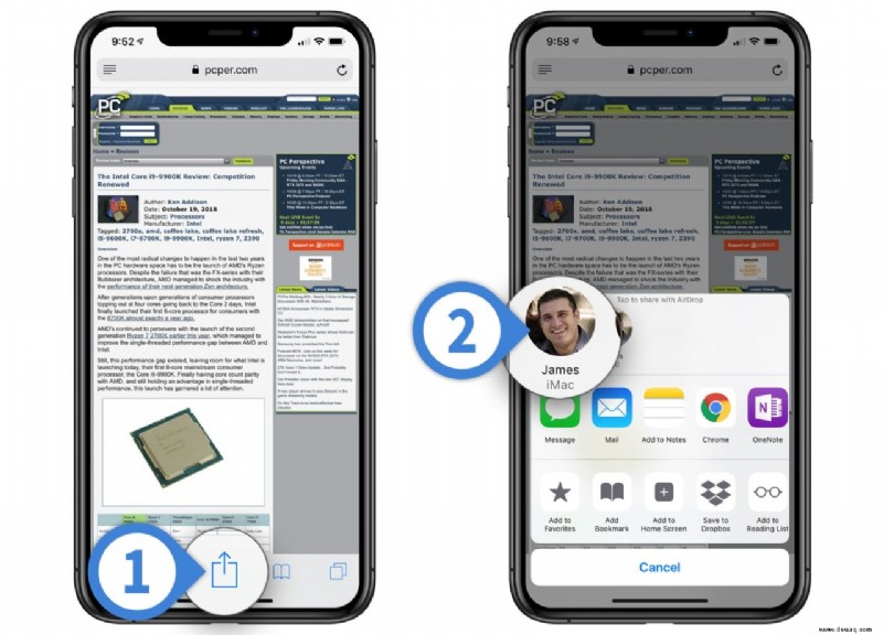 How to AirDrop von Websites zwischen iPhone, iPad und Mac
