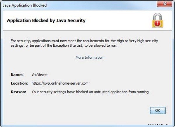 Ausführen einer durch Java-Sicherheit blockierten Anwendung in Windows