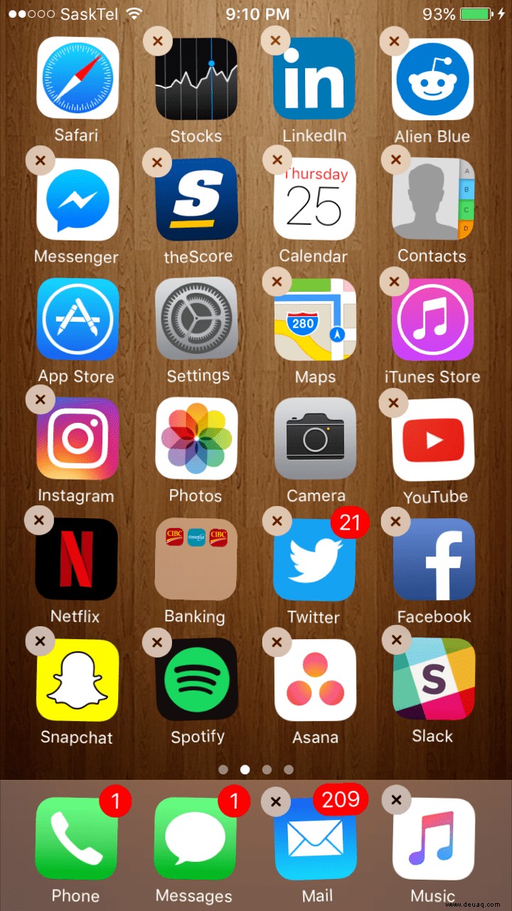 Verschieben und Löschen von Apps auf dem iPhone 6S