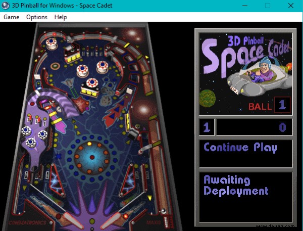 Wie man 3D-Flipper Space Cadet in Windows 10 spielt