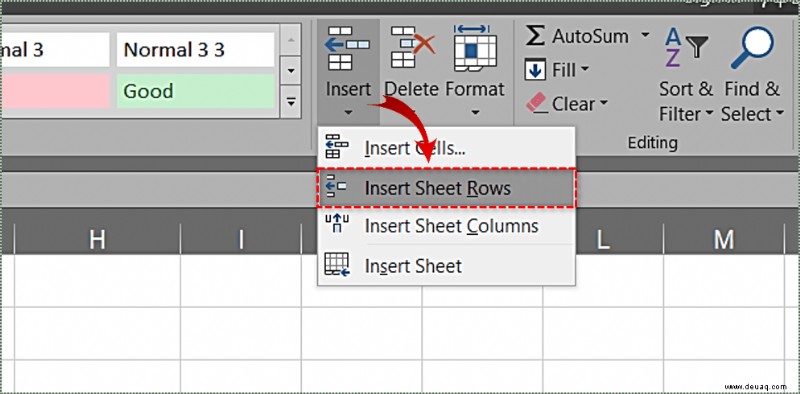 So verschieben Sie Zellen in Excel nach unten