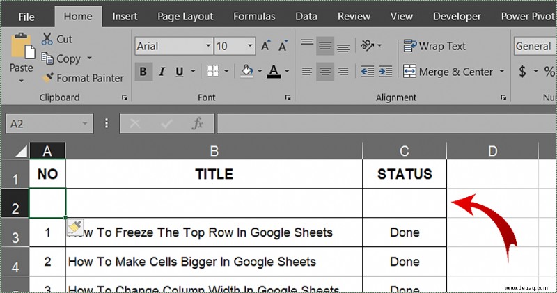 So verschieben Sie Zellen in Excel nach unten