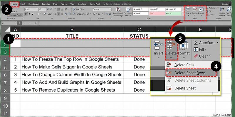 So verschieben Sie Zellen in Excel nach unten