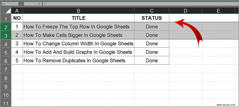 So verschieben Sie Zellen in Excel nach unten