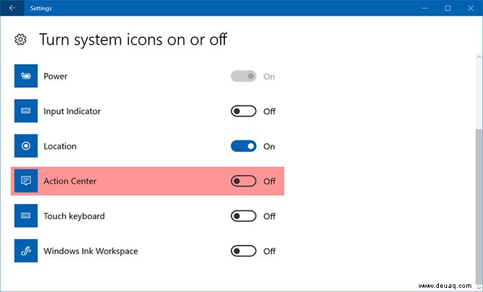 So blenden Sie das Action Center-Taskleistensymbol in Windows 10 aus