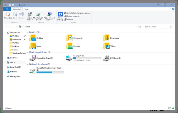 So konfigurieren Sie den Windows 10-Datei-Explorer zum Öffnen mit dieser PC-Ansicht