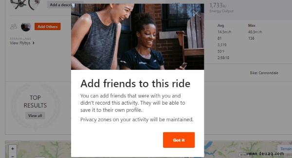 Wie man Freunde zu einer Fahrt in Strava hinzufügt