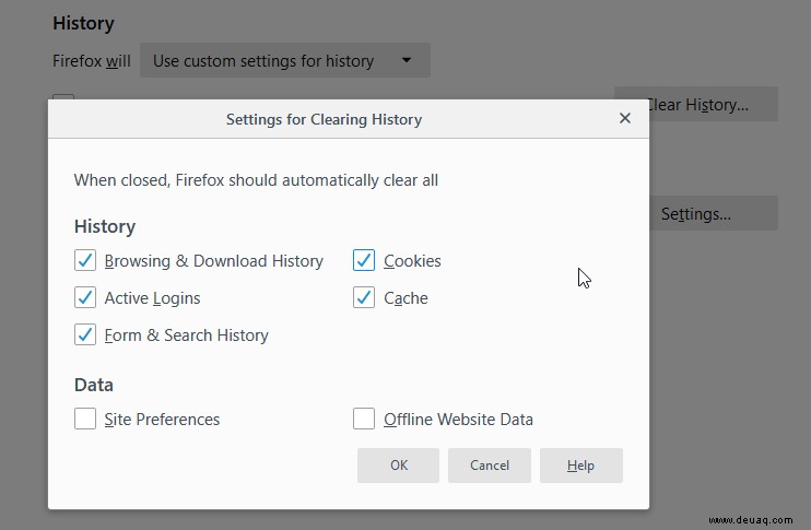 So löschen Sie den Browserverlauf in Firefox automatisch