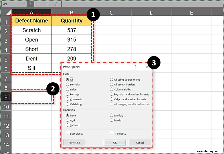 Einfügen von Verknüpfungs- und Transponierungsfunktionen in Excel