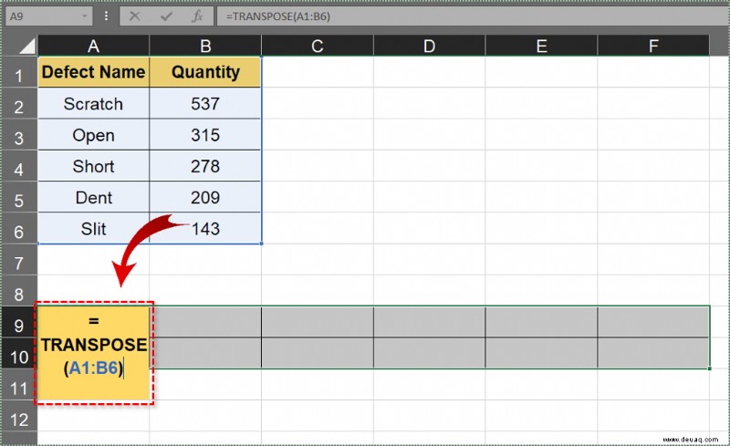 Einfügen von Verknüpfungs- und Transponierungsfunktionen in Excel