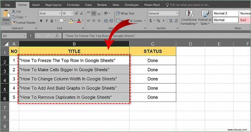 So löschen Sie Kurse in Excel