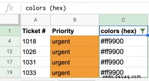 So filtern Sie nach Farbe in Google Tabellen
