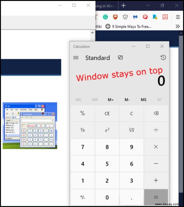 Anheften von Windows über andere in Windows 10