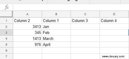 So tauschen Sie Spalten in Google Sheets aus 